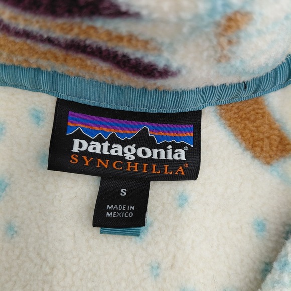 Patagonia SYNCHILLA Snap Pullover Fleece Moon Owl Harvest Womens S Outdoor AOP - Picture 3 of 6